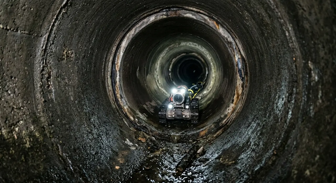 Robotic sewer camera inspecting pipe interior for Sewer Line Repair in St. Stephens